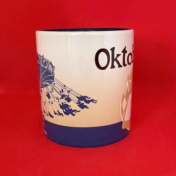 Starbucks Oktoberfest Munchen Coffee Mug Global Icon 2015 Tan Blue EUC 16 Oz. - Picture 4 of 9